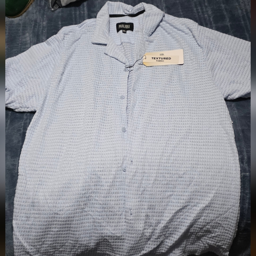 Malibu Sky Blue Textured Casual Shirt